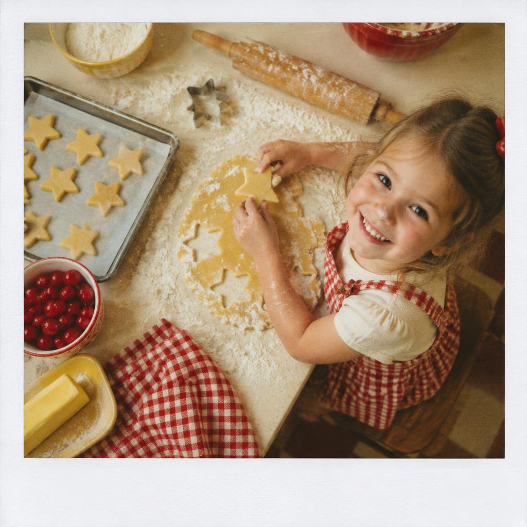 Child making star-shaped cookies